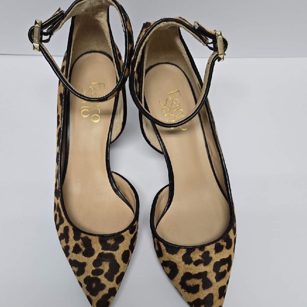 Franco Sarto Animal Print Ankle Strap Heels